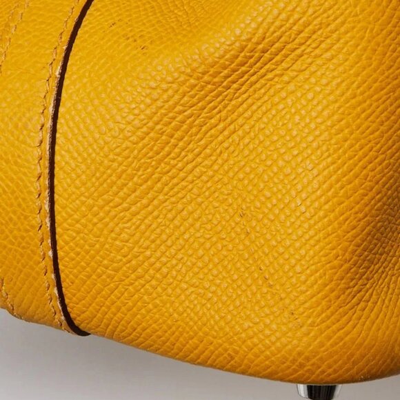 Hermes Jaune Ambre/Brique/White Epsom Leather Tressage De Cuir Picotin Bag - Picture 6 of 12